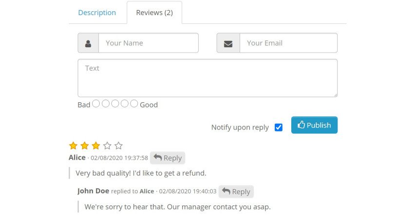 Модуль Opencart Розширені відгуки про товар Модуль Opencart Розширені відгуки про товар