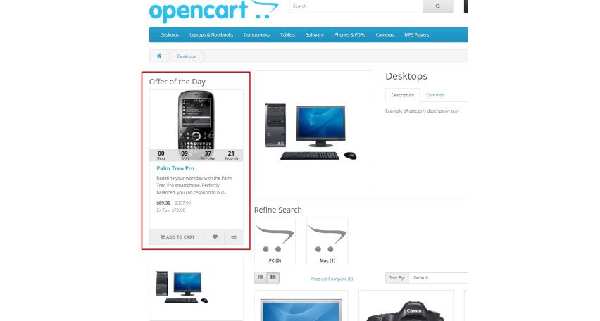 Модуль Opencart Випадкові акції Opencart 