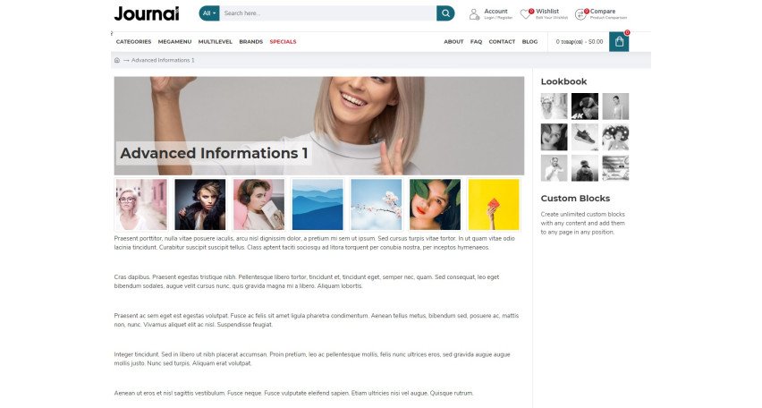 Модуль Opencart Розширені інформаційні статті 
