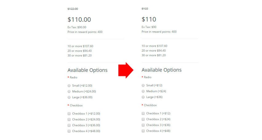 Модуль Opencart Приховати .00 в ціні товару 